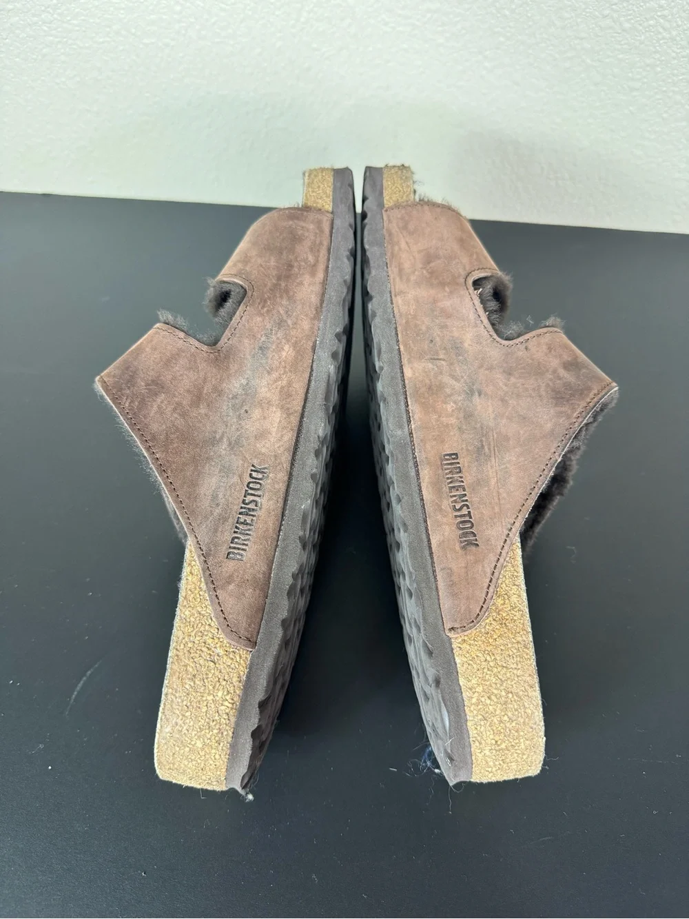 Birkenstock Arizona Shearling Oiled Leather Habana Sandals US 10 1021065